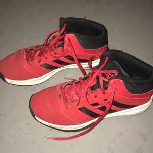 Boys red adidas high tops